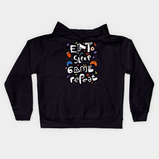 Eat sleep game repeat Kids Hoodie